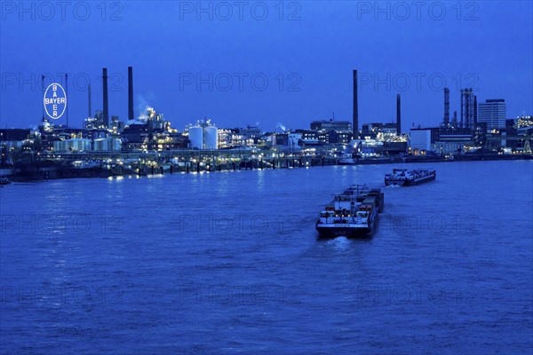 Backdrop of Chempark Leverkusen, Bayer Leverkusen, chemical park, chemical plant, river Rhine,