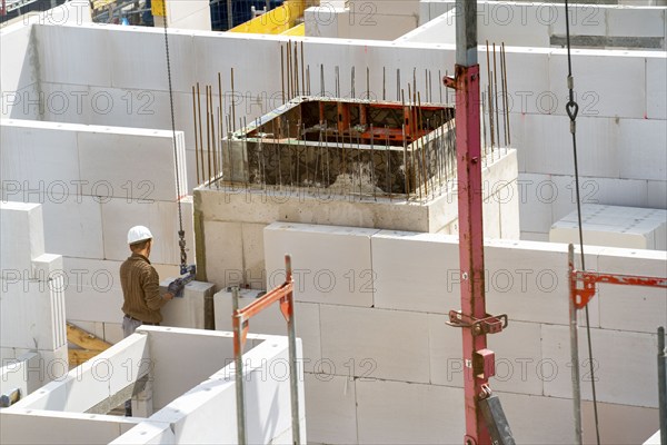 Construction site, new construction of apartment blocks, shell construction, North