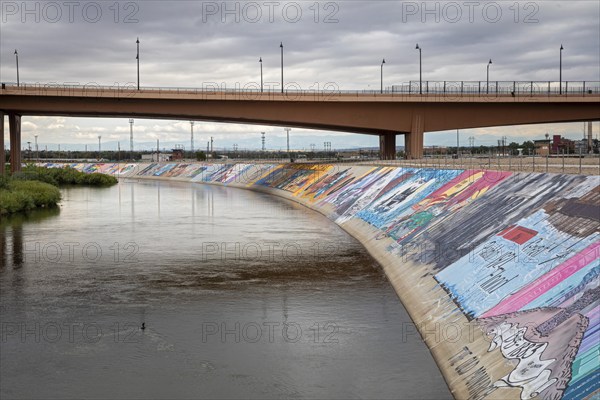 Pueblo, Colorado, Murals line a concrete levee for three miles along the Arkansas River. The levee