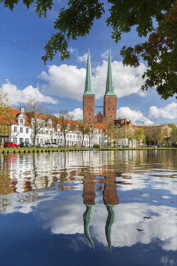 Lübeck Cathedral, Dom zu Lübeck, Lübecker Dom along the river Trave in the Hanseatic town Luebeck,