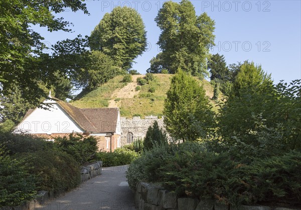 Prehistoric mound in the grounds of Marlborough College school, Marlborough, Wiltshire, England, UK