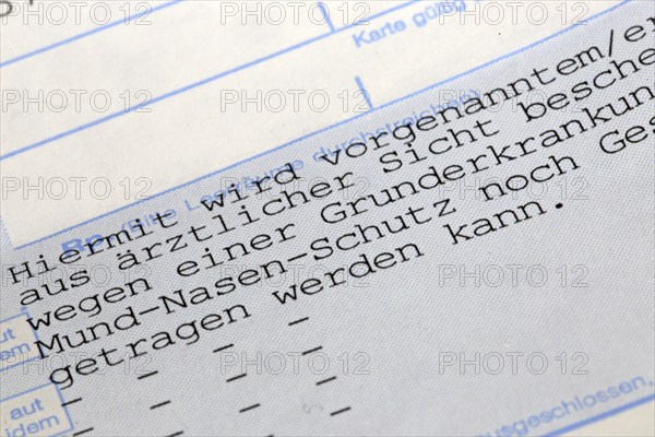 Medical certificate for mask exemption