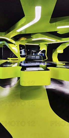 Futuristic exhibition Level Green with three-dimensional network, Autostadt, Wolfsburg, Lower