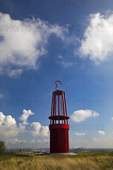 Artwork Geleucht, artist Otto Piene, Rheinpreussen slagheap, Moers, Ruhr area, North