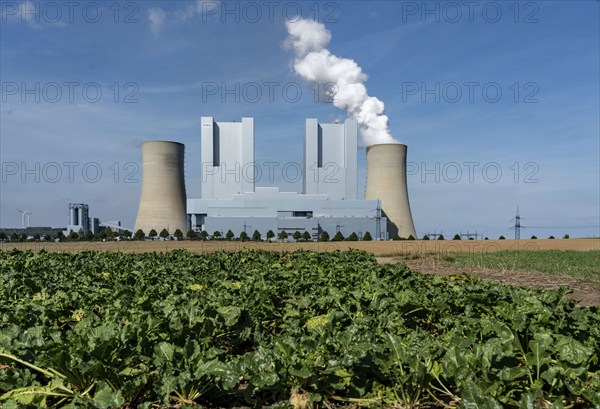 The RWE lignite-fired power plant Neurath, near Grevenbroich, Germany, largest German coal-fired