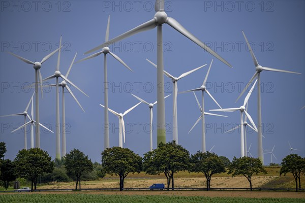 Wind farm south of Anröchte in the district of Soest, near the village of Effeln, federal road B55,
