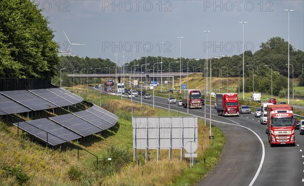 A58 motorway, photovoltaic systems were installed on the slopes to the side of the carriageway, use