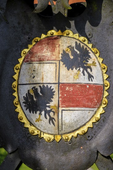 Coat of arms of Count von Arco-Zinneberg, Maxlrain Castle, Upper Bavaria, Bavaria, Germany, Europe