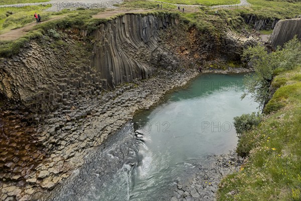 Studlagil Canyon, basalt columns. largest basalt column collection in Iceland, in the east of