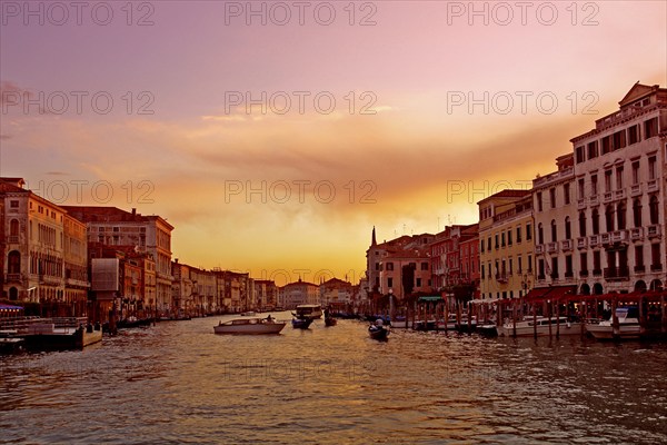 Venice, sunset Italy Canale Grande boats gondolas