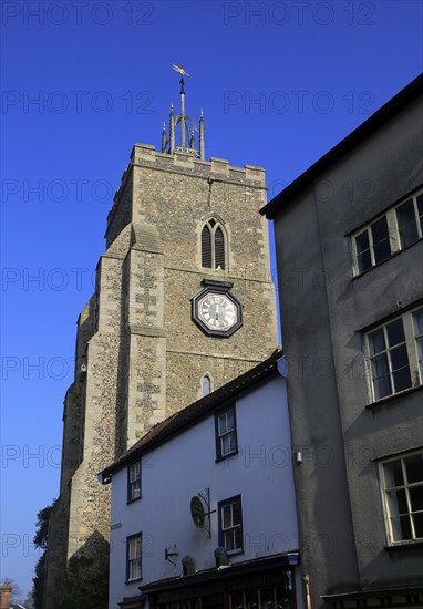 Clock tower church of Saint Mary, Diss, Norfolk, England, UK