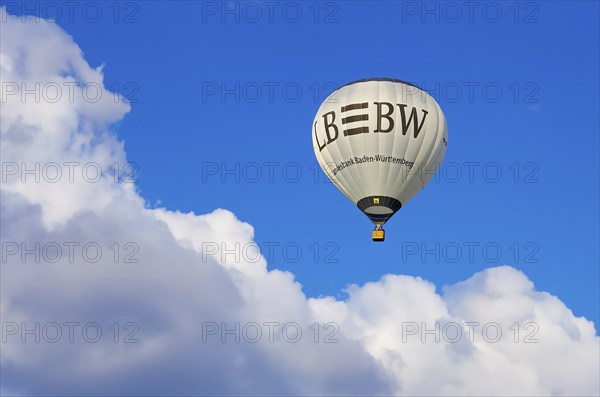 Landesbank BW hot air balloon rises into the air, as part of the aviation festival on the Rossfeld