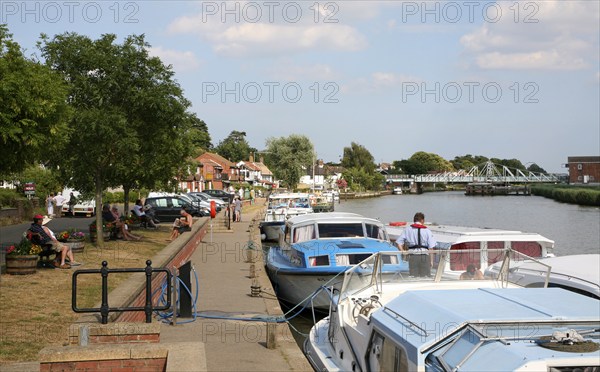 Leisure boats on the River Yare at Reedham, Norfolk Broads, England, United Kingdom, Europe