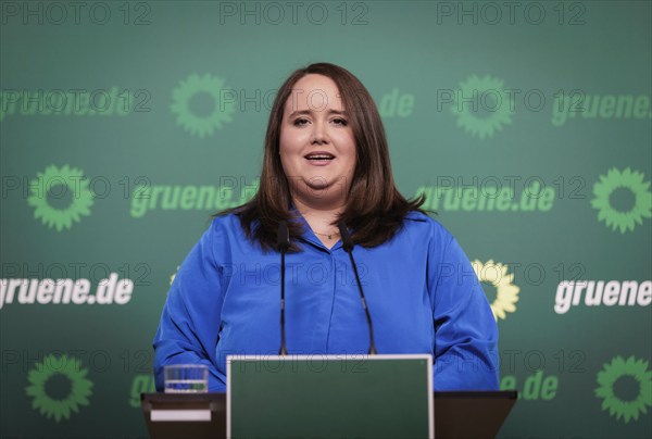 Ricarda Lang, Federal Chairwoman of Bündnis 90/Die Grünen, recorded during a press conference in