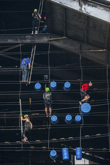 Landschaftspark Duisburg Nord, high ropes course, high ropes course, in the former foundry hall of