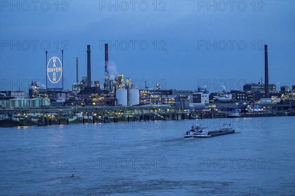 Backdrop of Chempark Leverkusen, Bayer Leverkusen, chemical park, chemical plant, river Rhine,
