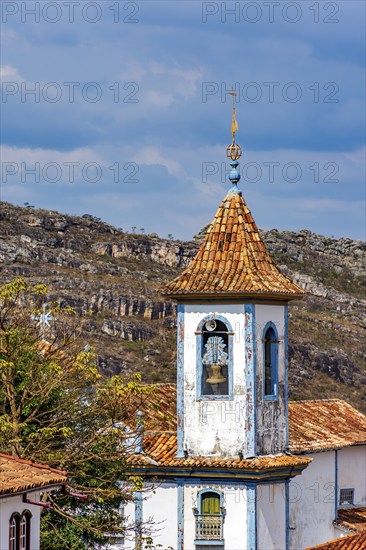 Old baroque church and its tower in the historic city of Diamantina in Minas Gerais, Diamantina,