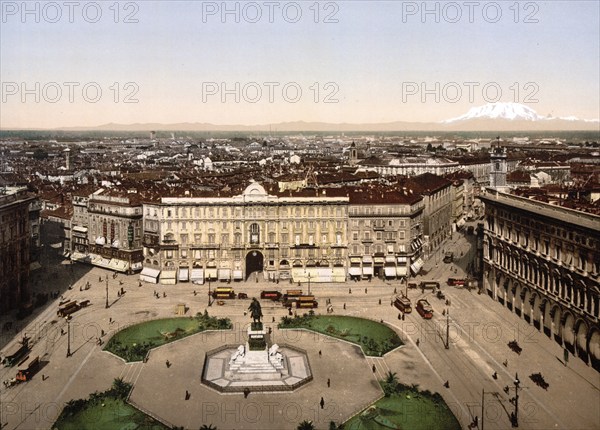 Panorama vom Dom, Mailand, Italien, Panorama from the cathedral, Milan, Italy, Historic, digitally