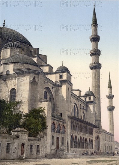 Süleymaniye Camii (Mosque), Constantinople, Turkey, Historical, digitally restored reproduction