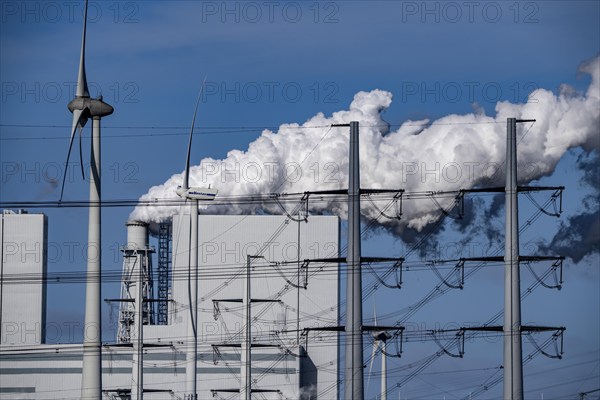 RWE coal-fired power plant Eemshavencentrale, in the seaport of Eemshaven, operator RWE Power, wind