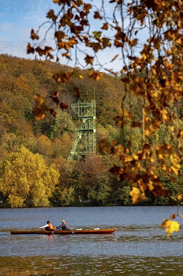 Lake Baldeney, on the western shore, Heisingen district, headframe of the former Carl Funke