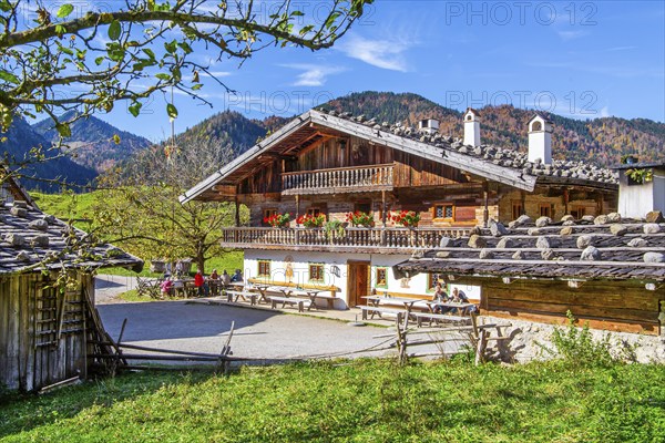 Markus Wasmeier Farm Museum in autumn, Schliersee, Mangfall mountains, Upper Bavaria, Bavaria,