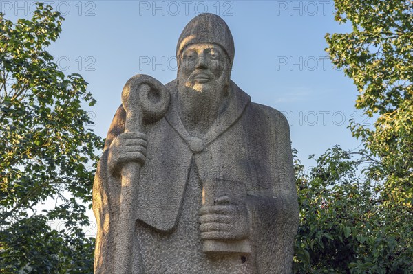 Detail of the sculpture of St Wolfgang, Röthenbach near Sankt Wolfgang, Middle Franconia, Bavaria,
