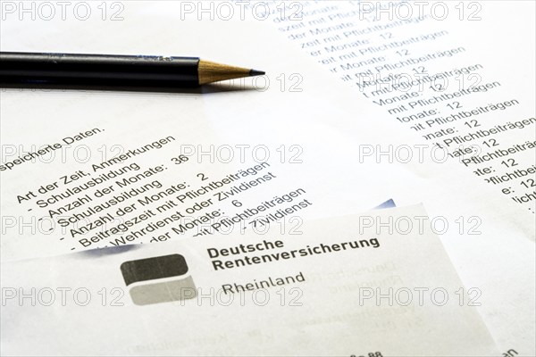 Symbolic image pension, pension information, assessment notice on contributions made to the