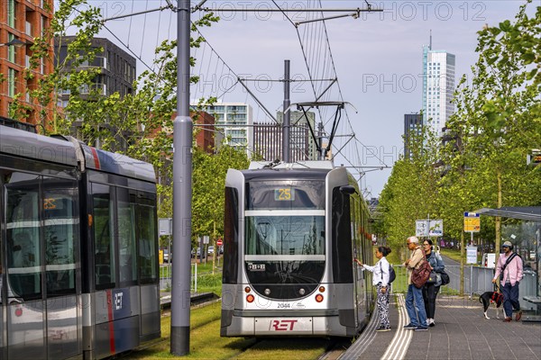 Urban greening, inner-city street Laan op Zuid, in Rotterdam's Feijenoord district, 4 lanes, 2 tram