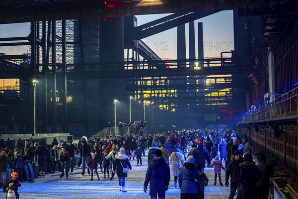 Ice rink at the Zollverein coking plant, Zollverein World Heritage Site, Essen, Germany, Europe