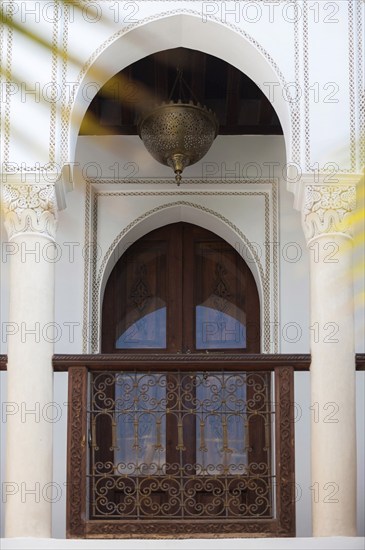 Balcony in Riad, Column, Traditional, Window, Room, Decorated, Ornament, Lamp, Decoration, Art,