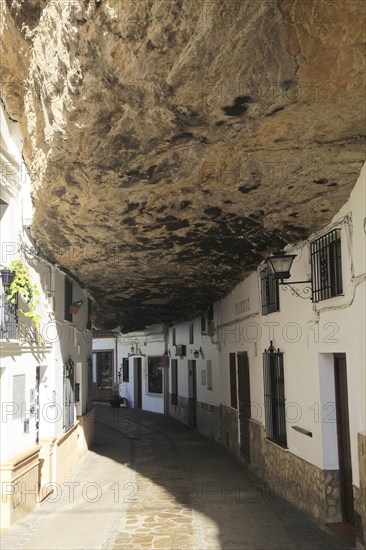 Buildings built with cave rock roof at Setenil de las Bodegas, Cadiz province, Spain, Europe