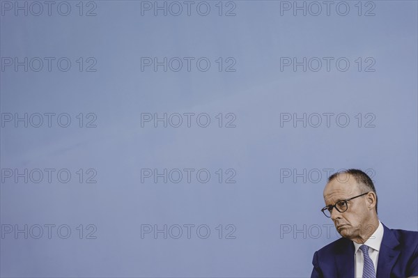 Friedrich Merz, CDU party chairman, at the Federal Press Conference on the consequences of Solingen