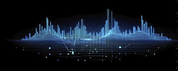 Illustration of abstract audio frequency sound wave lines, AI generated