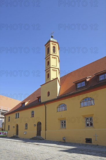 Yellow hospital church, Heilig-Geist-Kirche, Dinkelsbühl, Middle Franconia, Franconia, Bavaria,