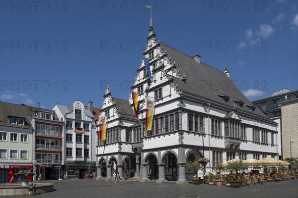 Town Hall on Rathausplatz, Weser Renaissance, Paderborn, Westphalia, North Rhine-Westphalia,