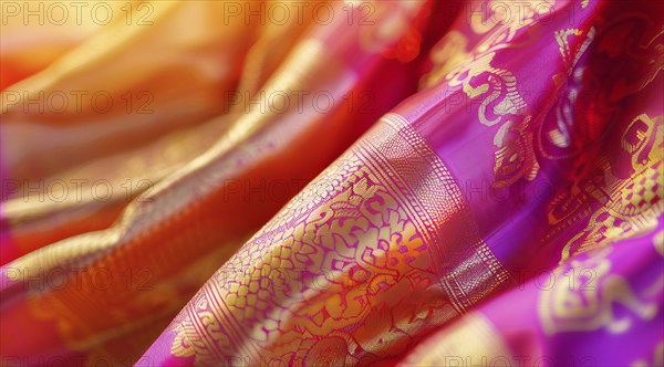 Traditional colorful Indian dress Sari., AI generated