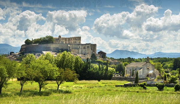 Grignan. Castle and Saint Sauver collegiate. Drôme. Baronnies. Auvergne-Rhone-Alpes. France