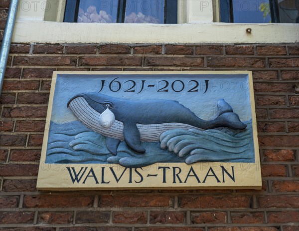 400 year old house, Walvis-Traan, on a canal in Amsterdam, Netherlands