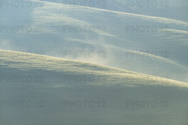 Landscape at sunrise around Volterra, Province of Pisa, Tuscany, Italy, Europe