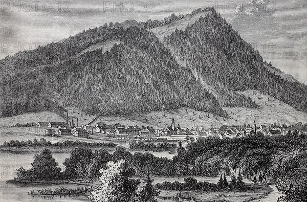 Immenstadt im Allgaeu, Bavaria, Germany, in 1880, Historical, digital reproduction of an original