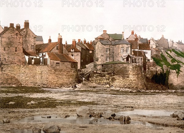 Robin Hood Bay. Whitby, a small town in the English Unitary Authority of North Yorkshire, c. 1890,