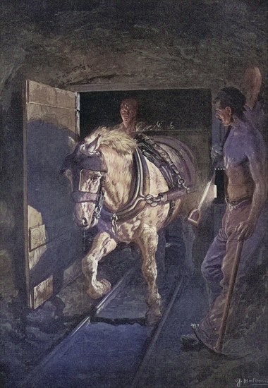 Der Kohlenstreik Szene in einem Kohlebergwerk, The Coal Strike Scene in a coal mine From the book