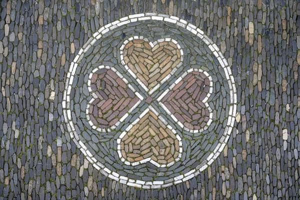 Hearts as a floor mosaic in Freiburg's historic city centre, Freiburg im Breisgau,