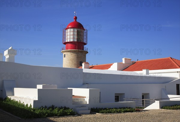 The lighthouse directly on the Cabo de Sao Vicente in the Algarve at the most south-westerly point