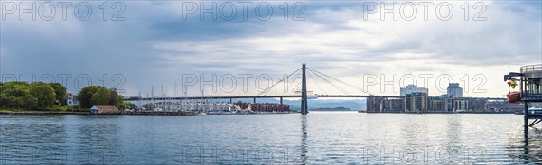 Panorama of Stavanger City Bridge and Marine, FjordSailing, Stavanger, Boknafjorden, Norway, Europe