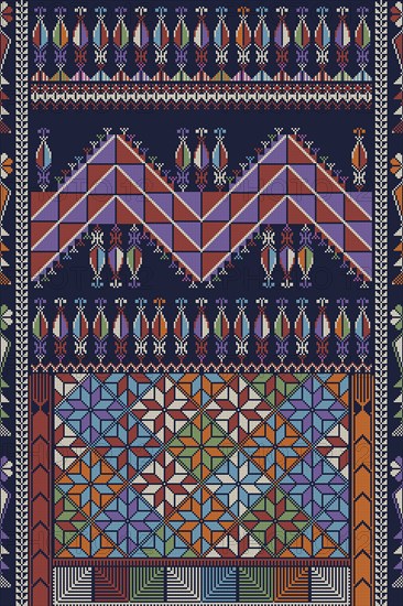 Traditional Palestinian Tatreez, seamless pattern vector template