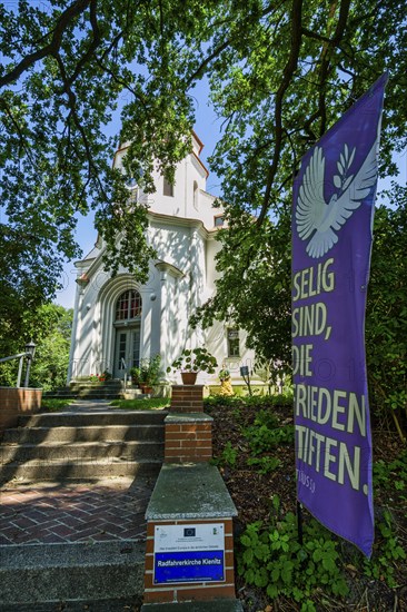 Cycle path church in Kienitz, Letschin, Brandenburg, Germany, Europe