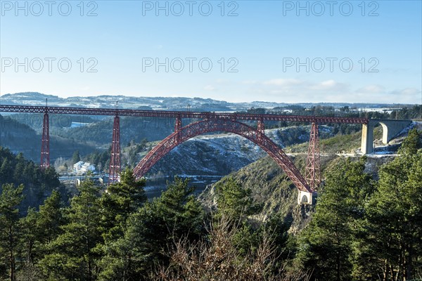 Garabit Viaduct built by Gustave Eiffel on river Truyere, Cantal department, Auvergne-Rhone-Alpes,