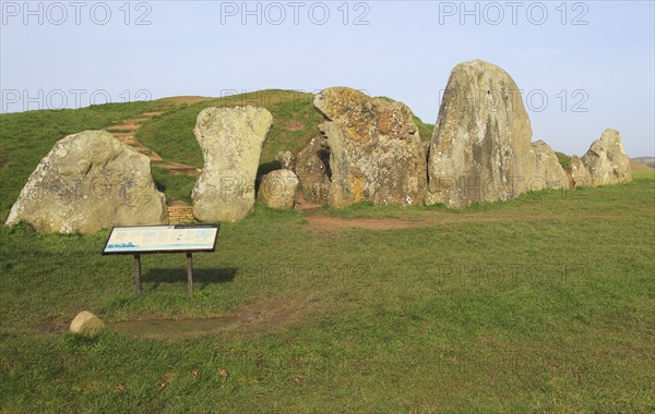 Neolithic long barrow burial monument, West Kennet, near Avebury, Wiltshire, England, UK